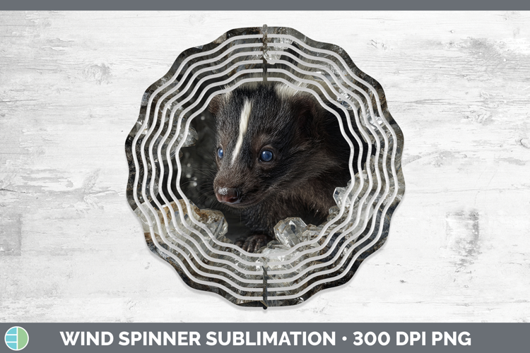 Woodland Geode Skunk Wind Spinner Sublimation Spinner Design