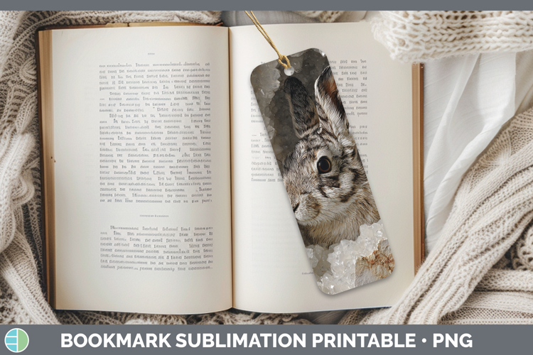 Woodland Geode Snowshoe Hare Bookmark Sublimation Printable