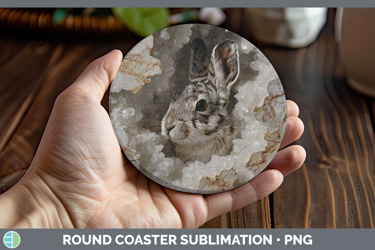 Woodland Geode Snowshoe Hare Round Coaster Sublimation Coast