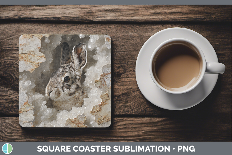 Woodland Geode Snowshoe Hare Square Coaster Sublimation Coas
