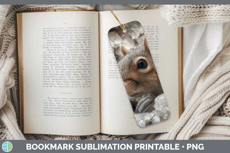 Woodland Geode Squirrel Bookmark Sublimation Printable Desig