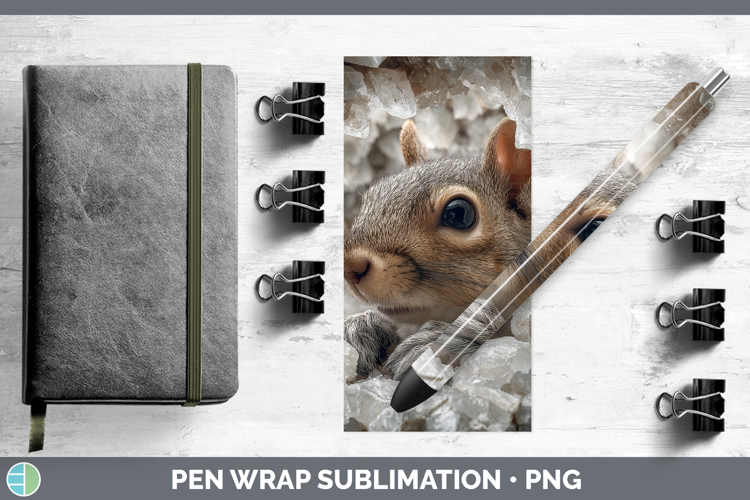 Woodland Geode Squirrel Pen Wrap Sublimation Pen Designs