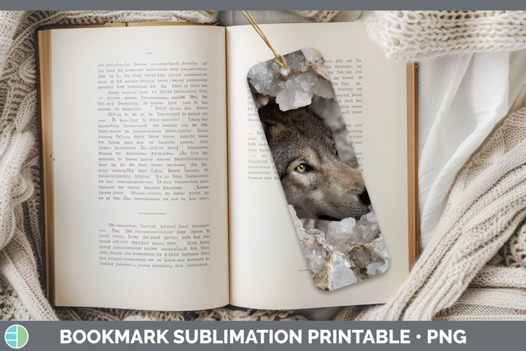 Woodland Geode Wolf Bookmark Sublimation Printable Designs