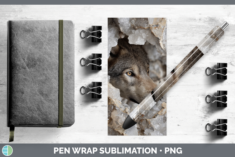 Woodland Geode Wolf Pen Wrap Sublimation Pen Designs