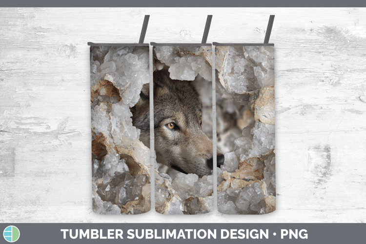 Woodland Geode Wolf Tumbler Sublimation 20 oz Skinny Tumbler
