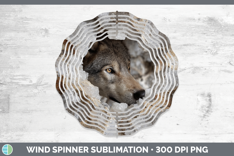 Woodland Geode Wolf Wind Spinner Sublimation Spinner Designs