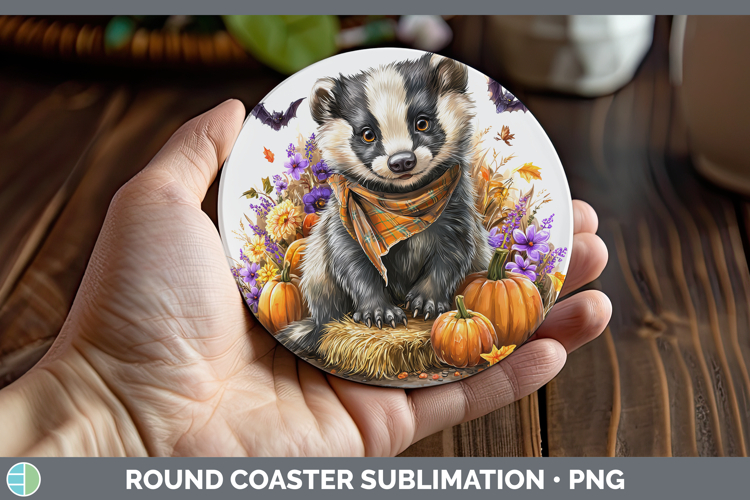 GorgeousWoodland Halloween Round Coaster design.