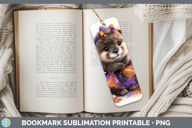 Woodland Halloween Beaver Bookmark Sublimation Printable Des