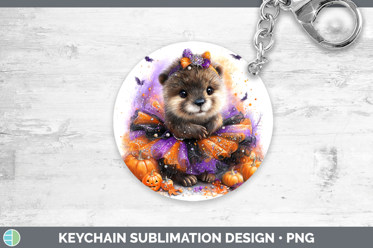 Woodland Halloween Beaver Keychain Sublimation Keyring Desig
