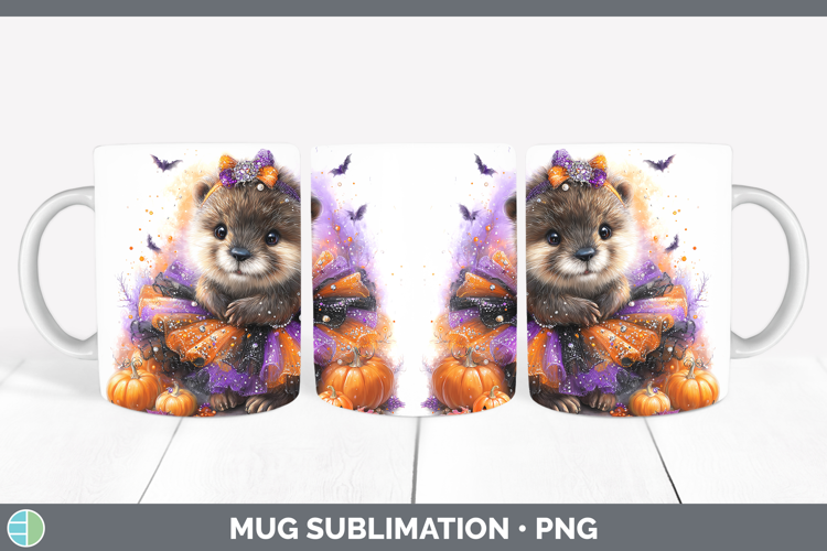 Woodland Halloween Beaver Mug Wrap Sublimation Coffee Cup De