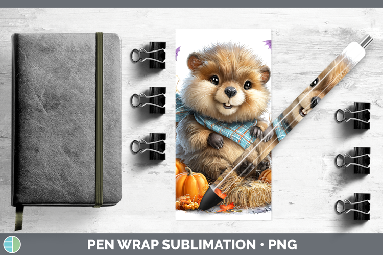 Woodland Halloween Beaver Pen Wrap Sublimation Pen Designs