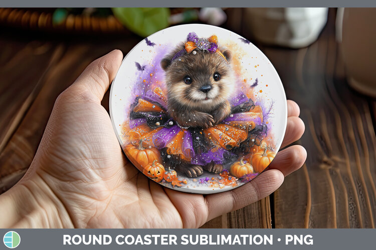GorgeousWoodland Halloween Round Coaster design.