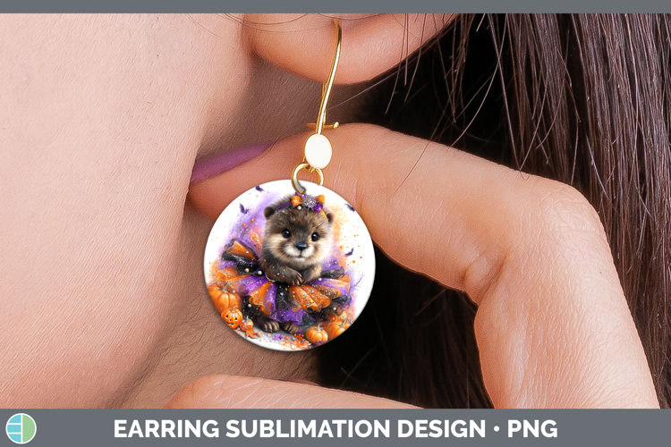 Woodland Halloween Beaver Round Earrings Sublimation Earring