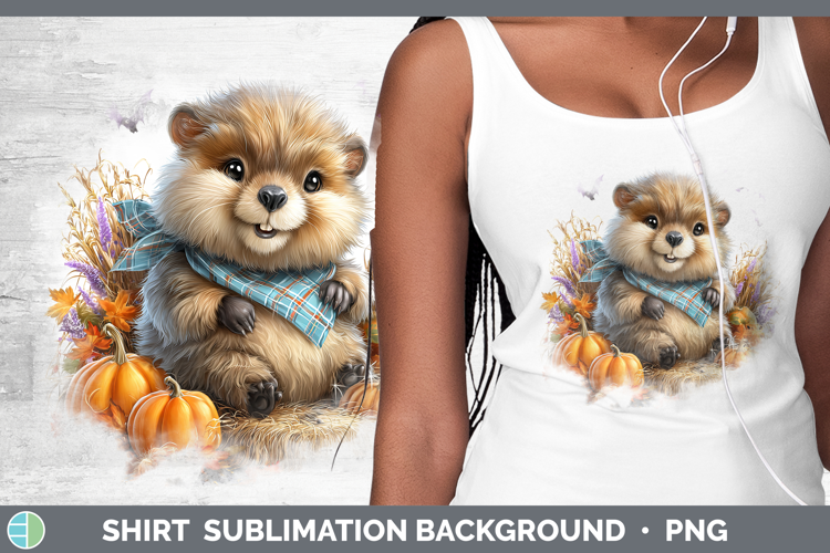 Woodland Halloween Beaver Shirt Sublimation Background Desig