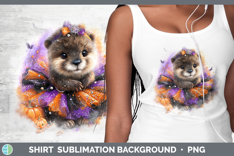 Woodland Halloween Beaver Shirt Sublimation Background Desig