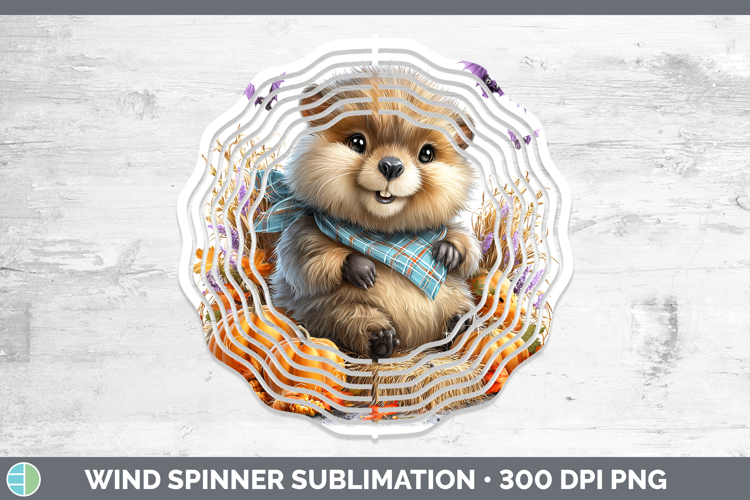 Woodland Halloween Beaver Wind Spinner Sublimation Spinner D