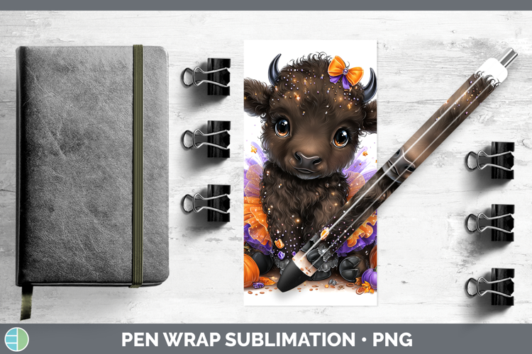Woodland Halloween Bison Pen Wrap Sublimation Pen Designs