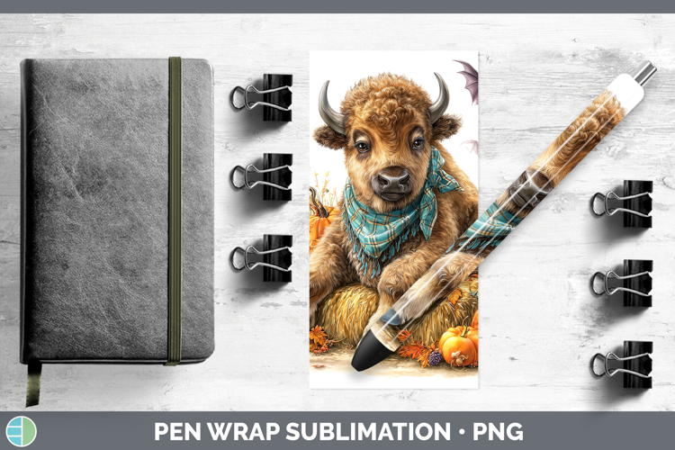 Woodland Halloween Bison Pen Wrap Sublimation Pen Designs