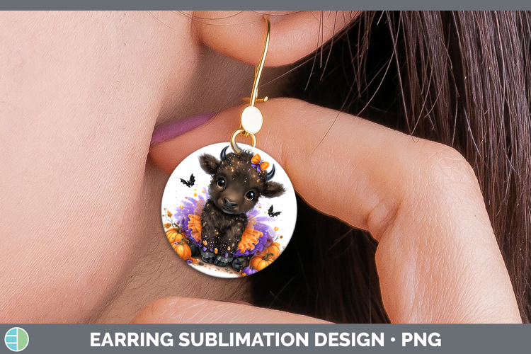 Woodland Halloween Bison Round Earrings Sublimation Earrings