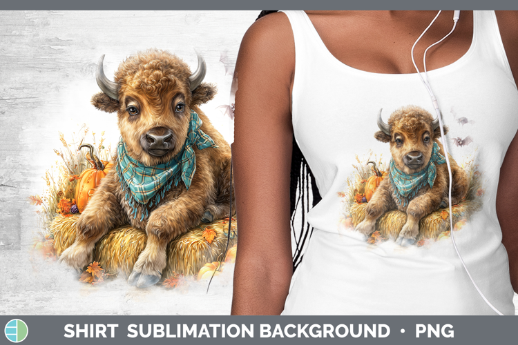Woodland Halloween Bison Shirt Sublimation Background Design