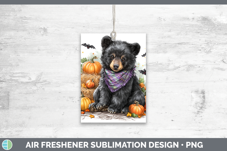Woodland Halloween Black Bear Air Freshener Sublimation Car