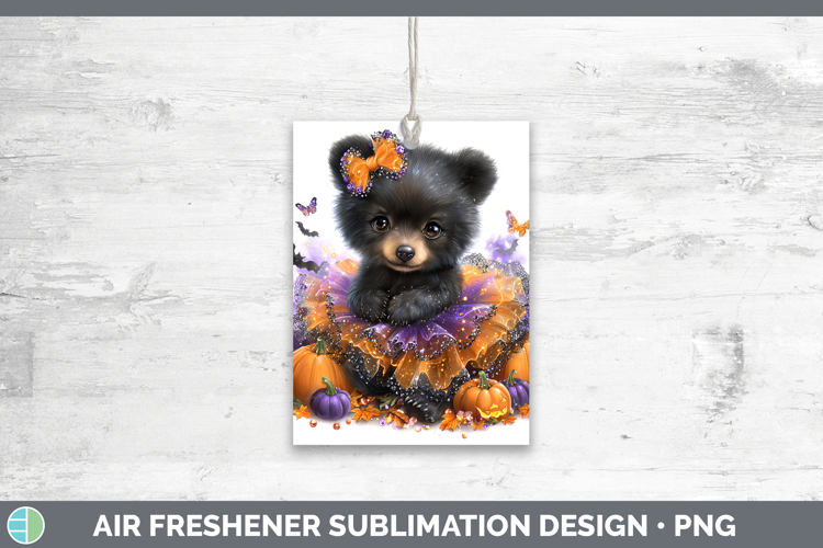 Woodland Halloween Black Bear Air Freshener Sublimation Car