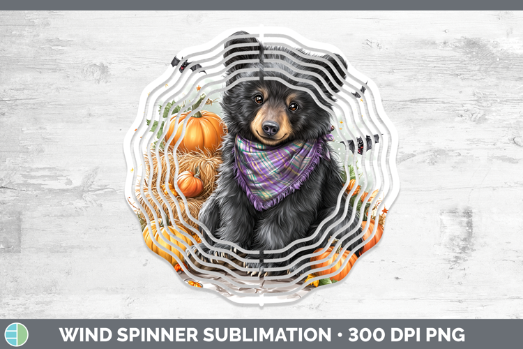 Woodland Halloween Black Bear Wind Spinner Sublimation Spinn