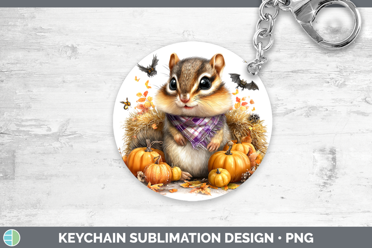 Woodland Halloween Chipmunk Keychain Sublimation Keyring Des
