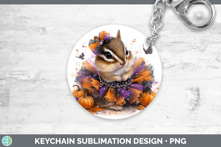 Woodland Halloween Chipmunk Keychain Sublimation Keyring Des