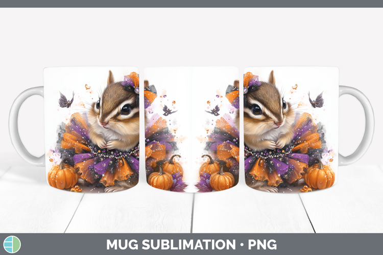 Woodland Halloween Chipmunk Mug Wrap Sublimation Coffee Cup