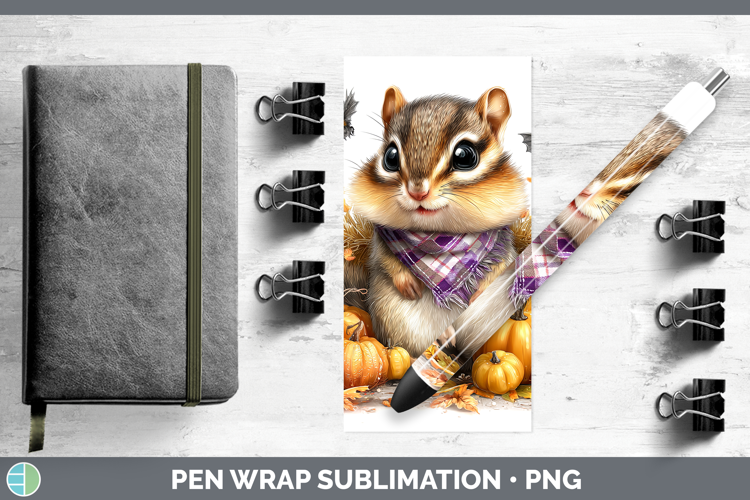 Woodland Halloween Chipmunk Pen Wrap Sublimation Pen Designs