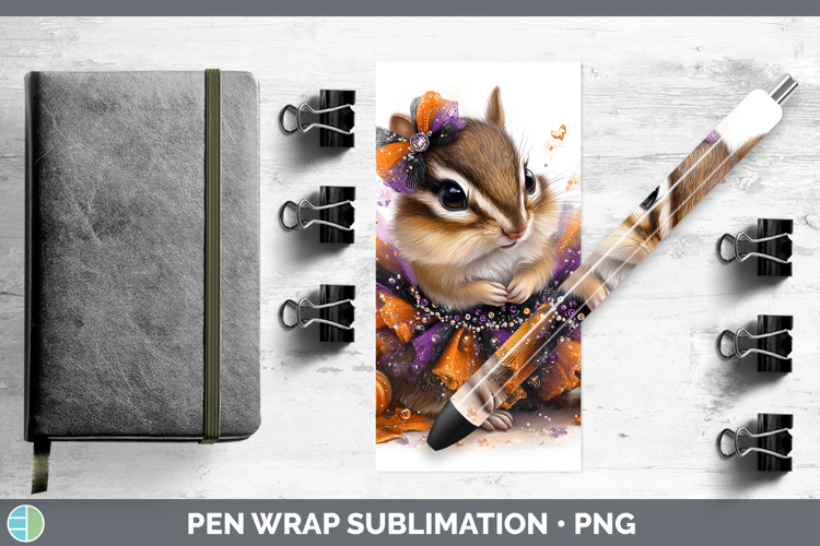 Woodland Halloween Chipmunk Pen Wrap Sublimation Pen Designs