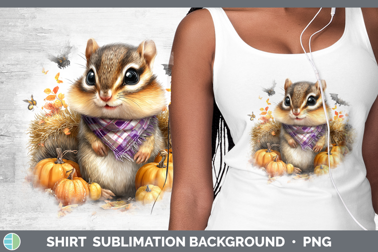Woodland Halloween Chipmunk Shirt Sublimation Background Des