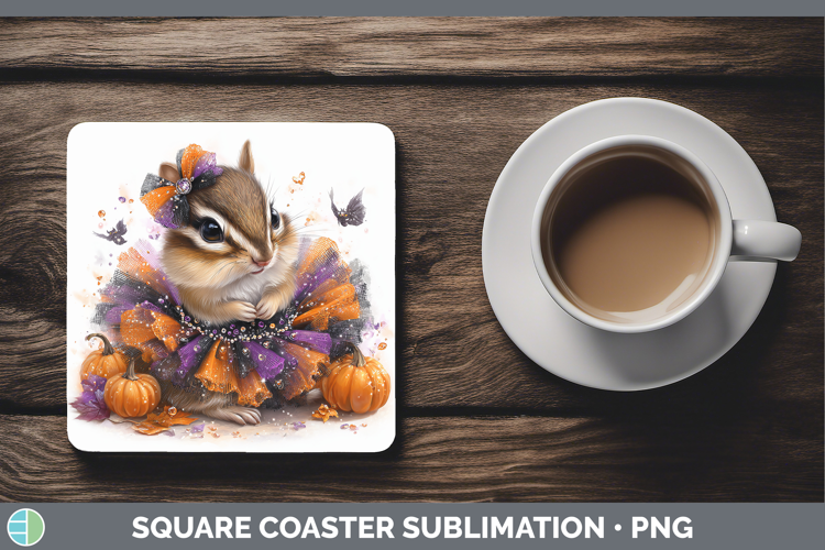 Woodland Halloween Chipmunk Square Coaster Sublimation Coast