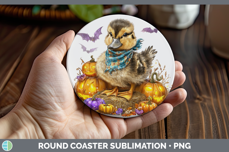 Woodland Halloween Duck Round Coaster Sublimation Coaster De