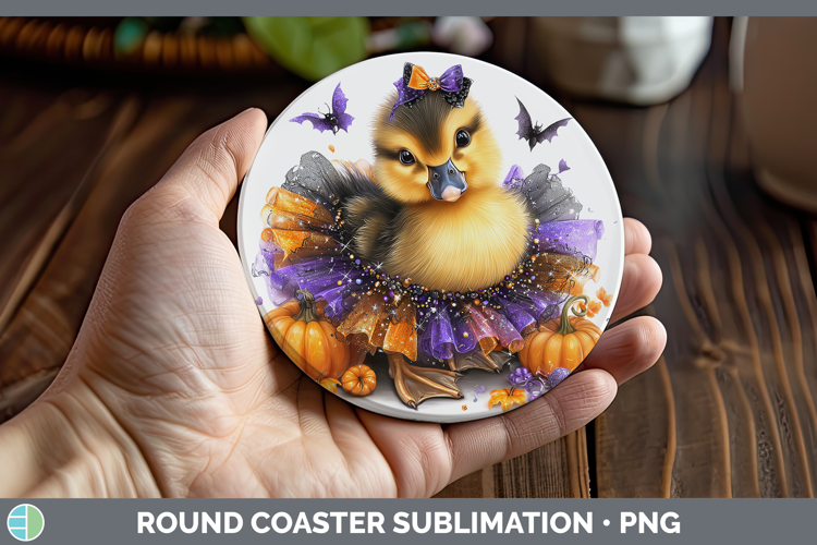 Woodland Halloween Duck Round Coaster Sublimation Coaster De
