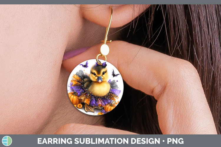 Woodland Halloween Duck Round Earrings Sublimation Earrings