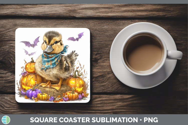 Woodland Halloween Duck Square Coaster Sublimation Coaster D