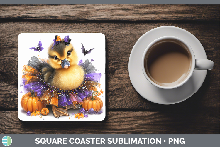 Woodland Halloween Duck Square Coaster Sublimation Coaster D