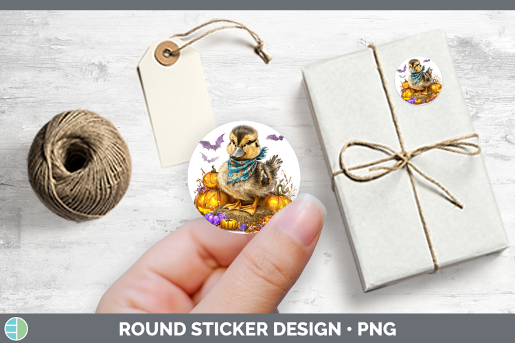 Woodland Halloween Duck Stickers | Round Labels Designs