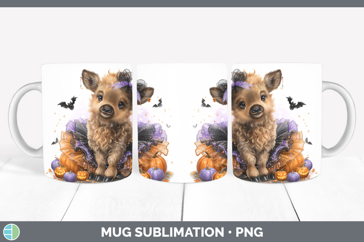 Woodland Halloween Elk Mug Wrap Sublimation Coffee Cup Desig