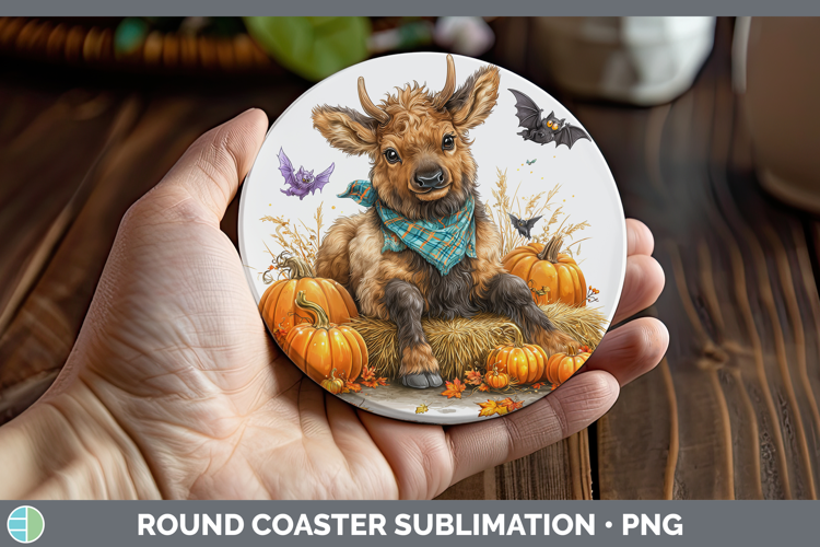Woodland Halloween Elk Round Coaster Sublimation Coaster Des