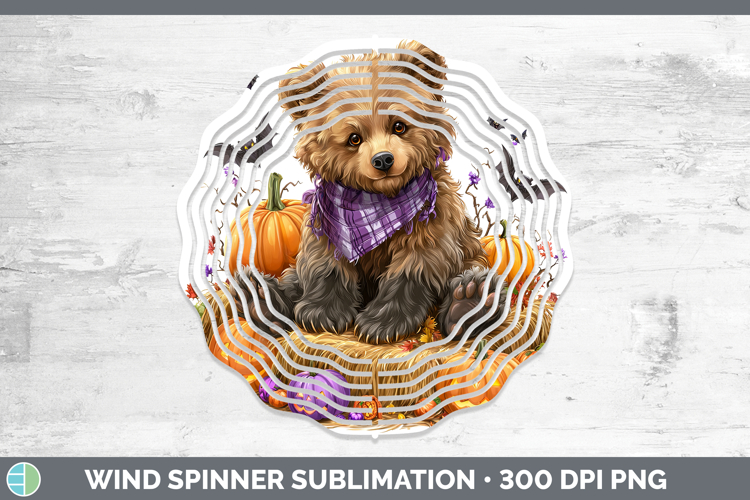 Woodland Halloween Grizzly Bear Wind Spinner Sublimation Spi