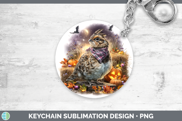 Woodland Halloween Grouse Keychain Sublimation Keyring Desig