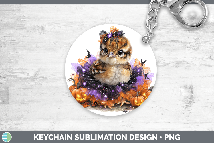Woodland Halloween Grouse Keychain Sublimation Keyring Desig
