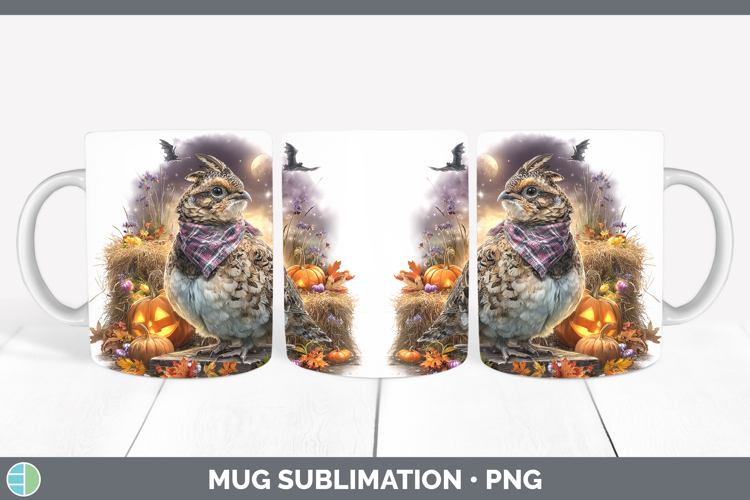 Woodland Halloween Grouse Mug Wrap Sublimation Coffee Cup De