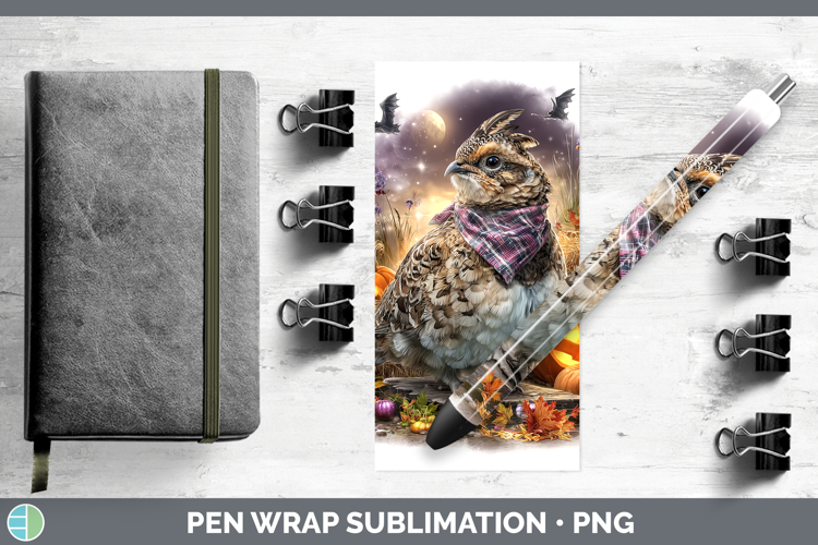Woodland Halloween Grouse Pen Wrap Sublimation Pen Designs