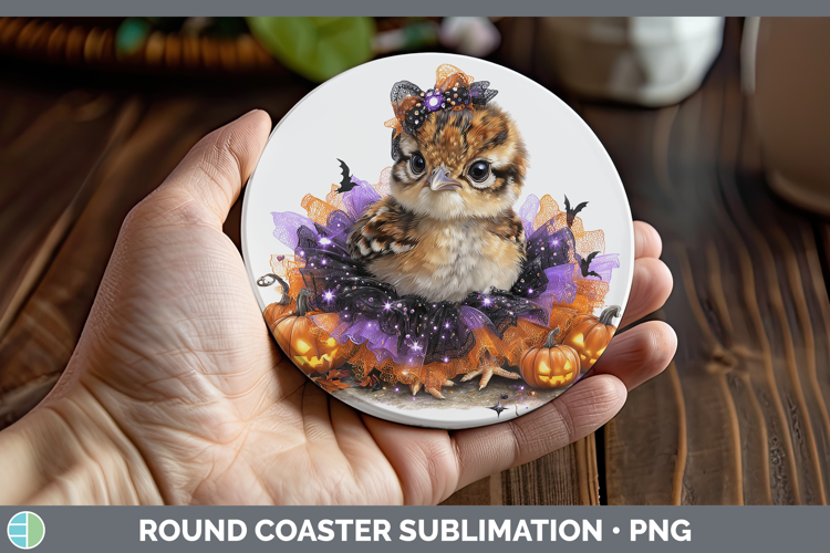 Woodland Halloween Grouse Round Coaster Sublimation Coaster