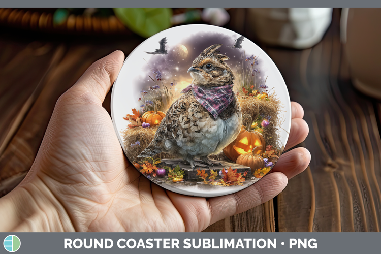 Woodland Halloween Grouse Round Coaster Sublimation Coaster