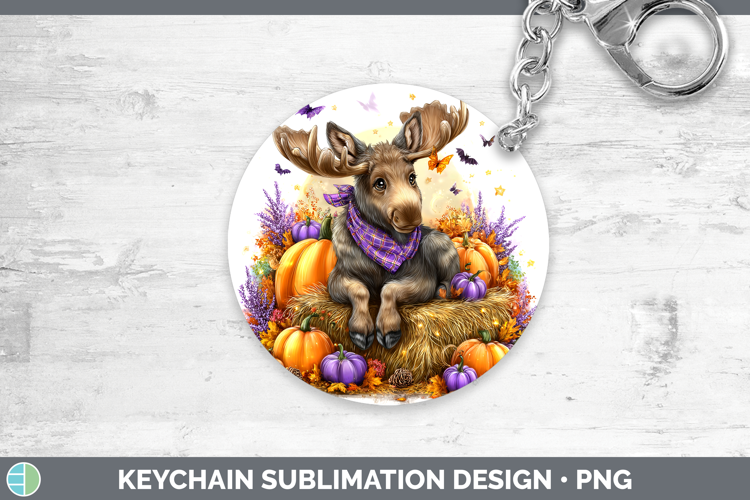 Woodland Halloween Moose Keychain Sublimation Keyring Design